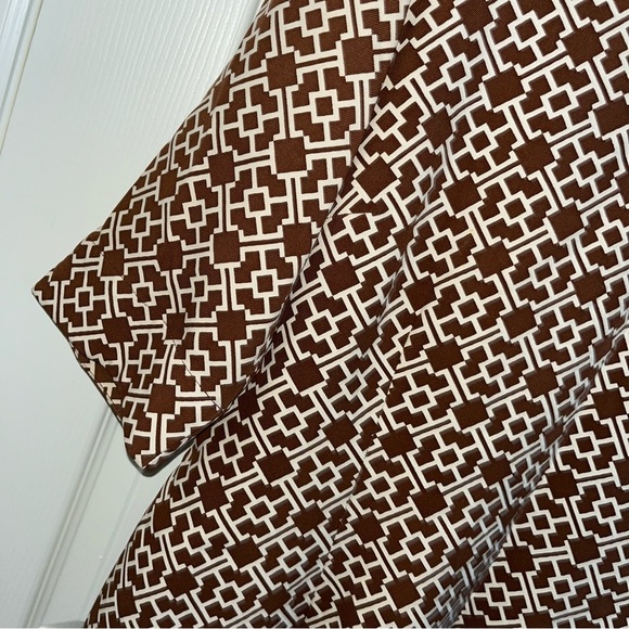 J. Mclaughlin Brown and White Geometric Pattern Dress silk wool XL lord Taylor - Picture 4 of 6